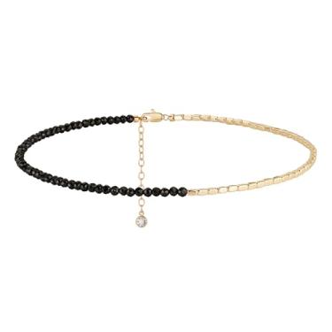 Imagem de MYEARS Tornozeleira feminina com contas de ouro 14K, simples, delicada, feita à mão, joia boho, praia, One Size, Latão Metal Ouro amarelo, Sem Pedra Preciosa