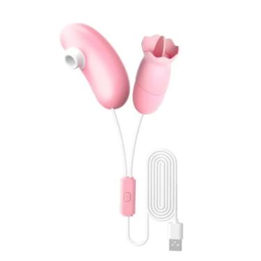 Imagem de Cápsula Vibratória Dupla Com Capa Removível E Língua Estimuladora 10 Vibrações E Pulsação Brinquedo Sexual