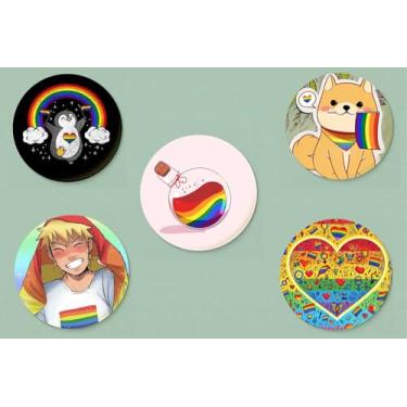 Imagem de Bottons LGBT LGBTQIA+ Pride 5 Unidades 3,2cm - broche button pin (Kit 3)