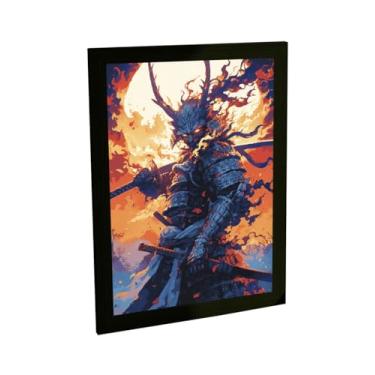 Imagem de Quadro Decorativo Samurai Oni Ilustração 8 Bits Animes Games