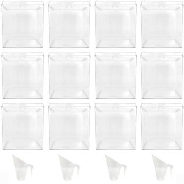 Imagem de Kit 12 Potes Acrílico Quadrado c/ Tampa 7,4l + Conchas 100ml - Ex Pote