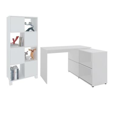 Imagem de Conjunto Escrivaninha E Armário Aachen Branco