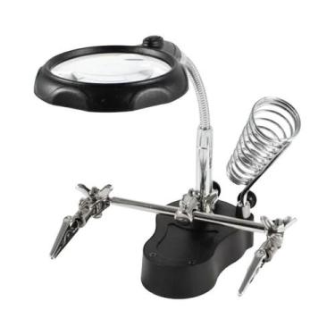 Imagem de Lupa Iluminada Por LED Suporte De Ferro De Solda De 3 Mãos Com Suporte