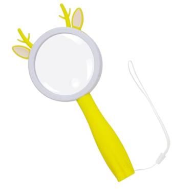 Imagem de IRCHLYN Lupa 10X Lente de mão para crianças 70 mm Lupa de plástico portátil para leitura de aulas de ciências observação ao ar livre lembrancinhas de festa (amarelo)