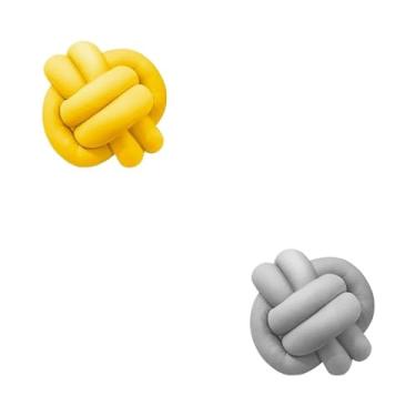 Imagem de Almofadas De Nó 28cm x 28cm Lindas Decorativas Sala Sofá Cama Cores (AMARELO E CINZA)