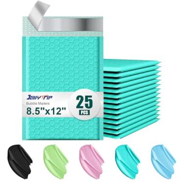 Imagem de JollyTrip Envelopes de plástico bolha 21 x 30 cm, pacote com 25 envelopes acolchoados para envio, envelopes de embalagem com adesivo autovedante, envelopes acolchoados à prova d'água (azul-petróleo,
