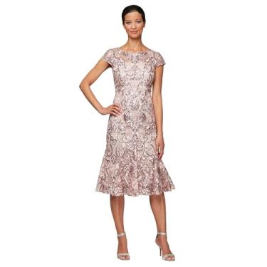 Imagem de Alex Evenings Vestido feminino longo bordado para coquetel, convidada de casamento, vestido de festa (tamanho pequeno e regular), Flor, 40