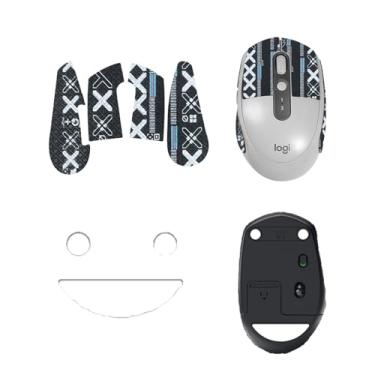 Imagem de NOUKAJU Fita de aderência de mouse para Logitech M585, bordas curvas arredondadas, patins, kit de atualização de mouse profissional pré-cortado resistente ao suor autoadesivo (almofada de pé + fita
