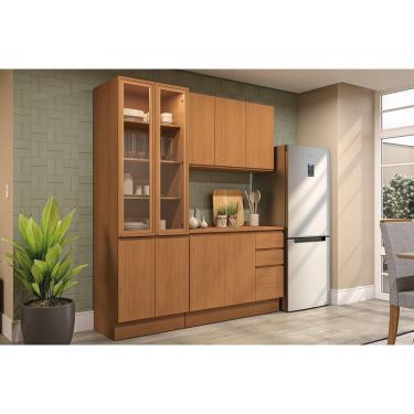 Imagem de Cozinha Modulada Kappesberg Ciela Ciela 4 Peças (1Aéreo+1Balcão+1Cristaleira+1Complemento) C4P166 Canela - Kappesberg