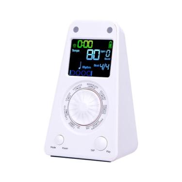 Imagem de Asixxsix Metrônomo digital para piano, guitarra, violino, bateria, guzheng, metrônomo eletrônico recarregável com volume ajustável, alto-falante Bluetooth, 8 ritmos, visor LCD (Branco)