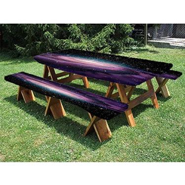 Imagem de Galaxy Toalha de mesa para piquenique e assentos de banco, galáxia espiral no espaço sideral, nebulosa de Andrômeda, estampa astronômica, universo, poeira estrela, para festas de piquenique ao ar