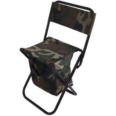 Imagem de Cadeira Banqueta De Pesca Camping Com Porta Objetos Encosto
