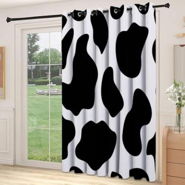 Imagem de Divisória de parede de cortina divisória de sala de impressão de vaca, esconde de um animal, sombra escura, estilo abstrato e simples, cortinas largas isoladas/cortinas de quarto (painel único), L 236