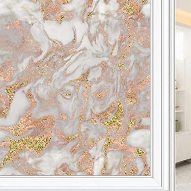 Imagem de Película de janela 3D de mármore, textura de estilo mármore, para porta de vidro, banheiro, sala de estar, L90 x C 190 cm