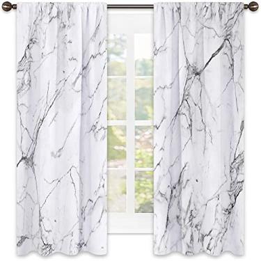 Imagem de Cortinas blecaute de mármore para quarto - Cortinas escurecidas com isolamento térmico para sala de estar, L 250 x C 213 cm