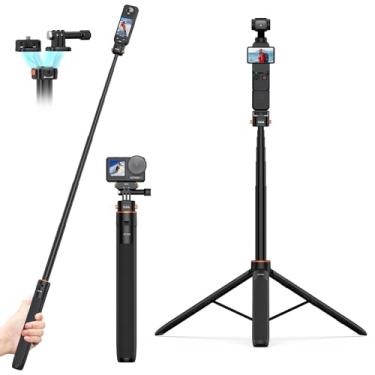 Imagem de Tripé VRIG 162.6 cm Pocket 3 bastão de selfie para câmera GoPro, suporte de tripé extensível com parafuso de liberação rápida de 1/10.2 cm para Insta 360 X5/X4, DJI OSMO 360/Action 5Pro/4/3, Go Pro