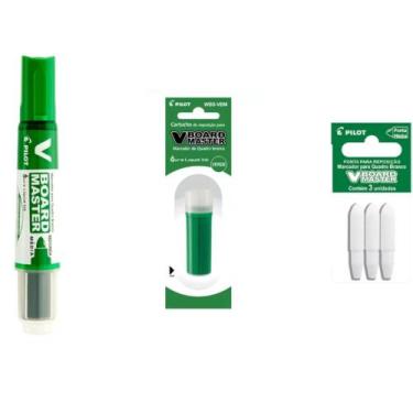 Imagem de Kit Marcador Para Quadro Branco + Refil + Ponta PILOT V-Board Master, 