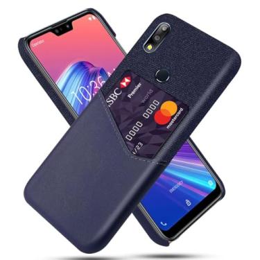 Imagem de Capa para Asus Zenfone ZB631KL,Tela e tampa de couro PU,Antideslizante,360°cobertura completa à prova de choque com 1 slot de cartão atrás,Prevenção de queda-Blue