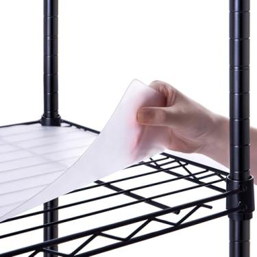 Imagem de Poofzy Forro de prateleira de arame 45 x 61, conjunto de 5 forros de prateleira para prateleiras de arame, plástico não adesivo para despensa, armários de cozinha (transparente)