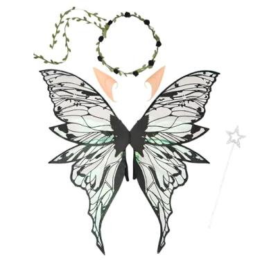 Imagem de nuk8nehz8 Asas de fada para adultos, 74 x 78 cm, asas de borboleta de fada para mulheres, fantasia de Halloween, cosplay, lembrancinha de festa, Preto, Adult
