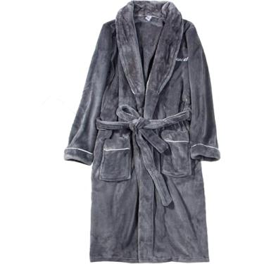 Imagem de Roupão De Banho De Flanela Plus Size Para Homens Roupão De Banho De Inverno Roupa De Dormir Aconchegante, White, 6XL