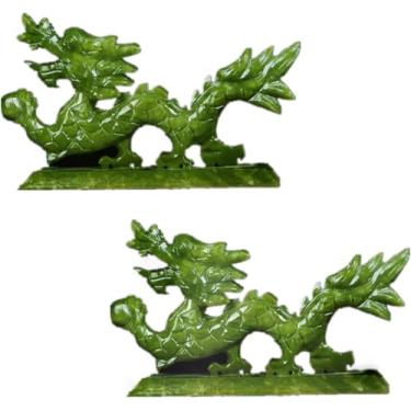 Imagem de Estátua De Dois Dragões Brincando Com Pérolas Figuras De Dragão De Jade Verde Casa Escritório Decoração De Desktop Presente Para Sorte Sucesso