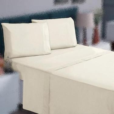 Imagem de Jogo Cama Casal 3P Lençol Sem Elástico + Fronha 100% Algodão - Ametist