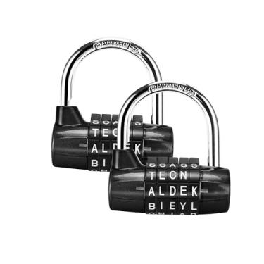 Imagem de Cadeado de liga resistente com senha cadeado de segurança resistente - fácil de configurar seu próprio combo reinicializável sem chave (2preto)