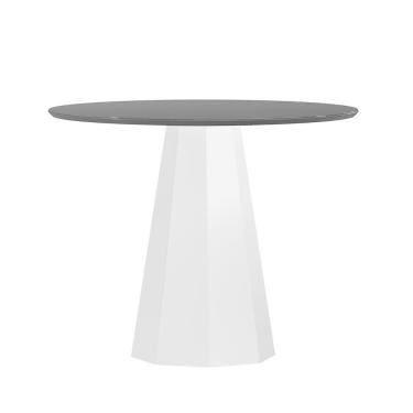 Imagem de Mesa Redonda 4 lugares Com Vidro de 100cm  Sem Cadeiras Chelle Off White - Preto - ÉdeCasaMóveis