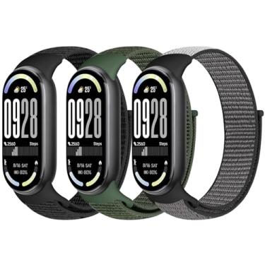 Imagem de Bcuckood Pulseira esportiva de nylon compatível com Xiaomi Smart Band 10/9/8 para mulheres e homens, pulseira de substituição macia ajustável respirável para Xiaomi Mi Band 10/9/8, 3 peças