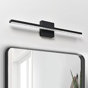 Imagem de ZHUOER Luminárias modernas de 61 cm 12 W preto fosco LED para banheiro luzes de banheiro sobre espelho para banheiro luzes de arandela branco frio 6000K