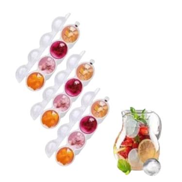 Imagem de Forma de Gelo Plástico e Silicone Reutilizável, 4 Bolas Formato de esfera, Congelamento de Bebidas, água saborizada