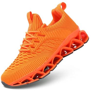Imagem de Kvovzo Tênis De Corrida Masculino Cano Baixo Blade Tennis, Para Caminhada, Conforto, Moda, Antiderrapante, Trabalho, Esporte, Laranja