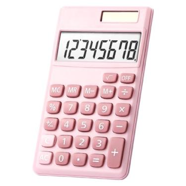 Imagem de Calculadora mecânica 8 dígitos grande energia solar LCD Display Big Button Cardy Candy Colored Calculadora Adequa para Escola Office Home para Crianças Contador Branco Pink Blue (Rosa)