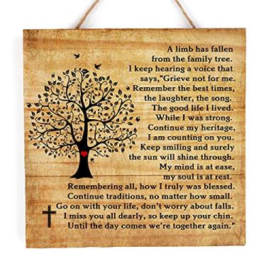 Imagem de Placa de madeira de simpatia de luto para perda do ente querido, memorial de perda de um ente querido de Natal, placa de luto, placa de condolências, funeral de luto, um membro caiu da nossa árvore