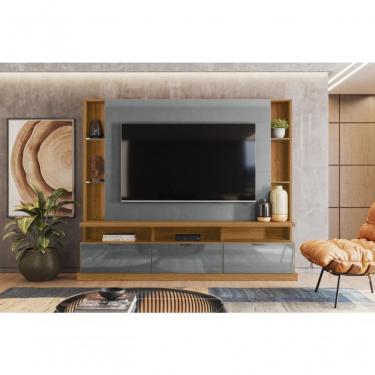 Imagem de Painel Home Bilbao 2024 P- Tvs Até 70 3 Portas E Prateleiras P- Itens - Jequitiba-cinza Perolizado
