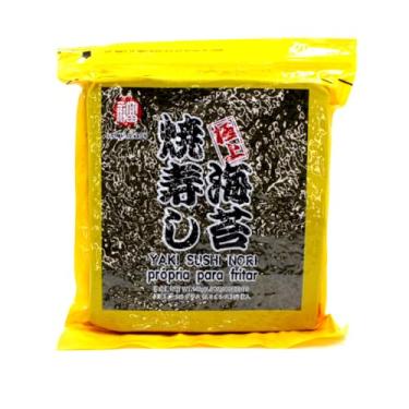 Imagem de Fukumatsu Alga Nori para Sushi, 50 Folhas, Próprio para Fritura, Hot Roll, 140g