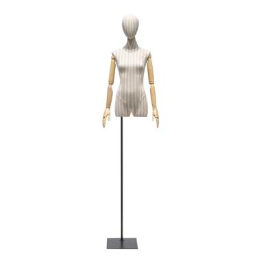 Imagem de Manequins femininos de varejo com torso, braço giratório de madeira maciça e base removível, adequados para lojas de roupas e butiques(Black)