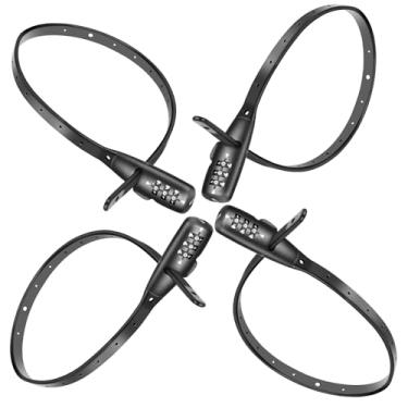 Imagem de SCMEGA Cadeado de amarrar com zíper, combo de 3 dígitos, 56 cm, cabo ajustável, para parada de café, trava de geladeira pequena leve à prova de crianças (pacote com 4)