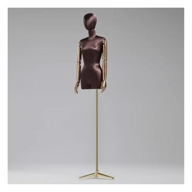 Imagem de Manequim feminino de fibra de vidro com torso de seda, ajustável de 47 a 84 pol., giratório e removível, para loja de roupas e costura(Brown)