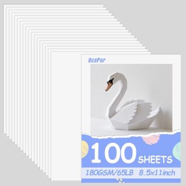 Imagem de OcePor 100 folhas de cartolina branca 21,6 x 28 cm, 29,5 kg/180 g/m², papel grosso para cartão, papel pesado para impressora, currículo, álbuns, arte, artesanato, cartões de visita