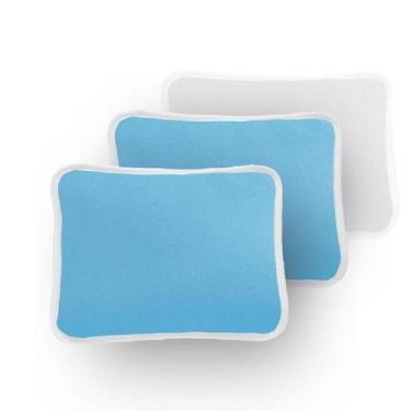 Imagem de Kit 3 Fronha Lisa Travesseiro Bebê 30X40Cm Azul E Branco - Dugu
