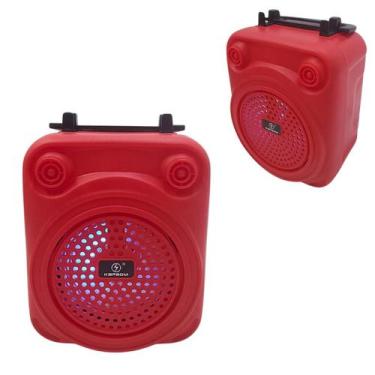 Imagem de Caixinha De Som Bluetooth Led Rgb 10w Ka-9112 - Kapbom, Vermelho