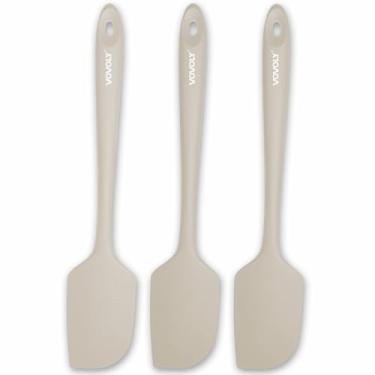 Imagem de Pacote com 3 espátulas grandes de silicone para cozinha, espátulas de borracha resistentes ao calor de 315 °C para assar, cozinhar, raspar e misturar, utensílios de cozinha antiaderentes, sem BPA, 28