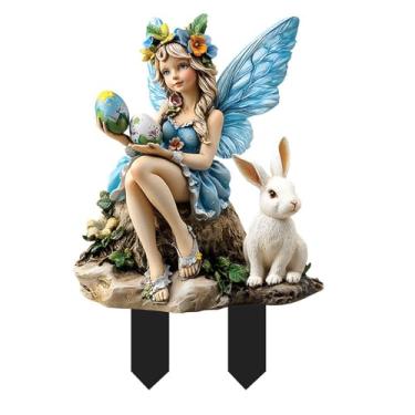 Imagem de WGKOMEGE Decoração de estaca de jardim de fadas, placa de elfo de acrílico plano 2D, painel de decoração de elfo de quintal, acessórios de jardim de fadas para plantas de vaso de gramado e quintal