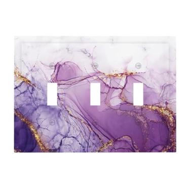 Imagem de Mármore Ametista Violeta Roxa 1 Gang Sem Dispositivo Tomada Placa de Parede Luz em Branco Interruptor Placa Elétrica Decorativa Decoração de Quarto