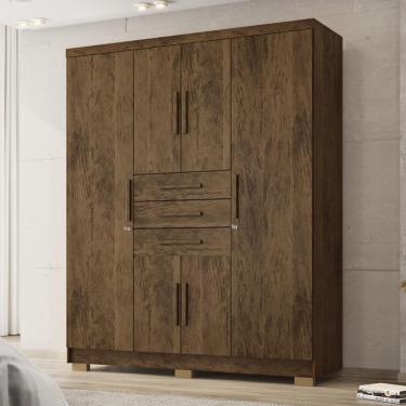 Imagem de Guarda Roupa Solteiro 6 Portas 3 Gavetas Taurus - Imbuia Rústico
