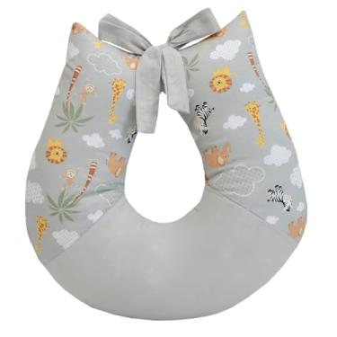 Imagem de Almofada Apoio de Amamentar Estampado Mamãe Bebê (Safari Cinza)