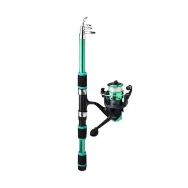 Imagem de Vara de Pesca de Viagem Conjunto de vara pesca kits completos com telescópica e iscas carretel viagem(Green)