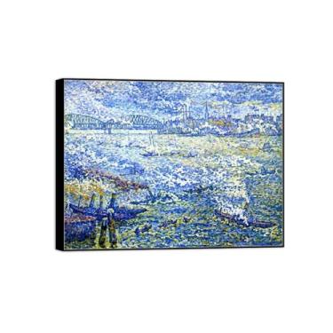 Imagem de Pintura famosa de arte de parede em tela para decoração de casa - Barcos a vapor - Pôster e impressões em moldura preta para sala de estar 30 x 40 cm 12 x 16 pol